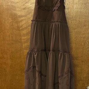 Gacaky Brown long dress with suspenders